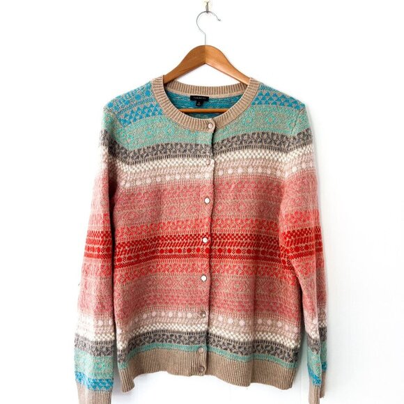 Talbots Pastel Fair Isle cardigan sweater - Picture 3 of 8
